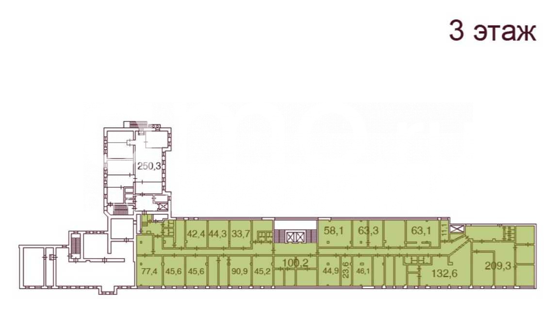 Планировка офиса 3393 м², 3 этаж, БЦ «Сенатор на 18 В.О. линии 29А»