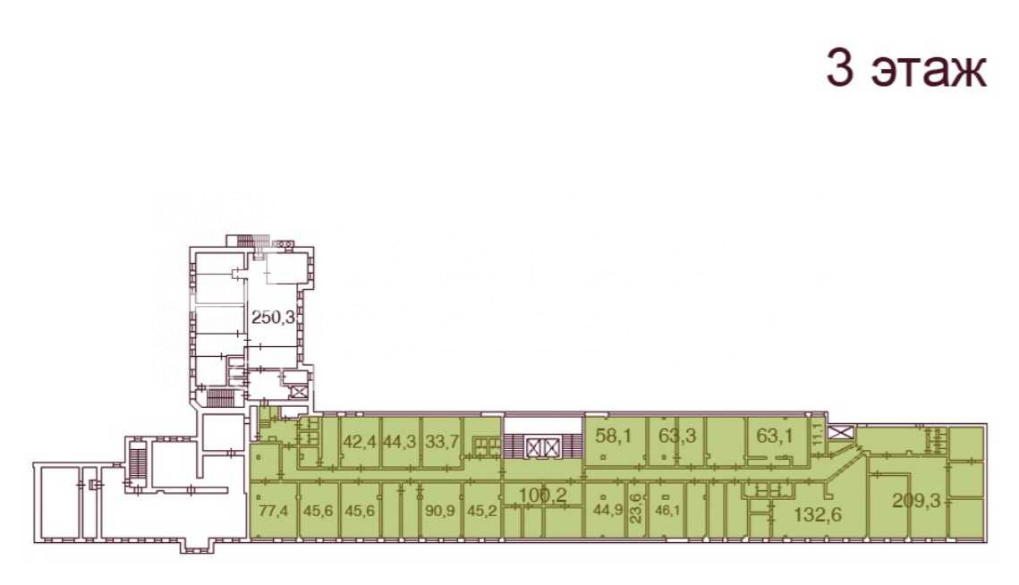 Планировка офиса 1702 м², 3 этаж, БЦ «Сенатор на 18 В.О. линии 29А»